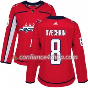 Adidas Maillot de Hockey Washington Capitals Alex Ovechkin 8 2017-2018 Rouge Authentic - Femme